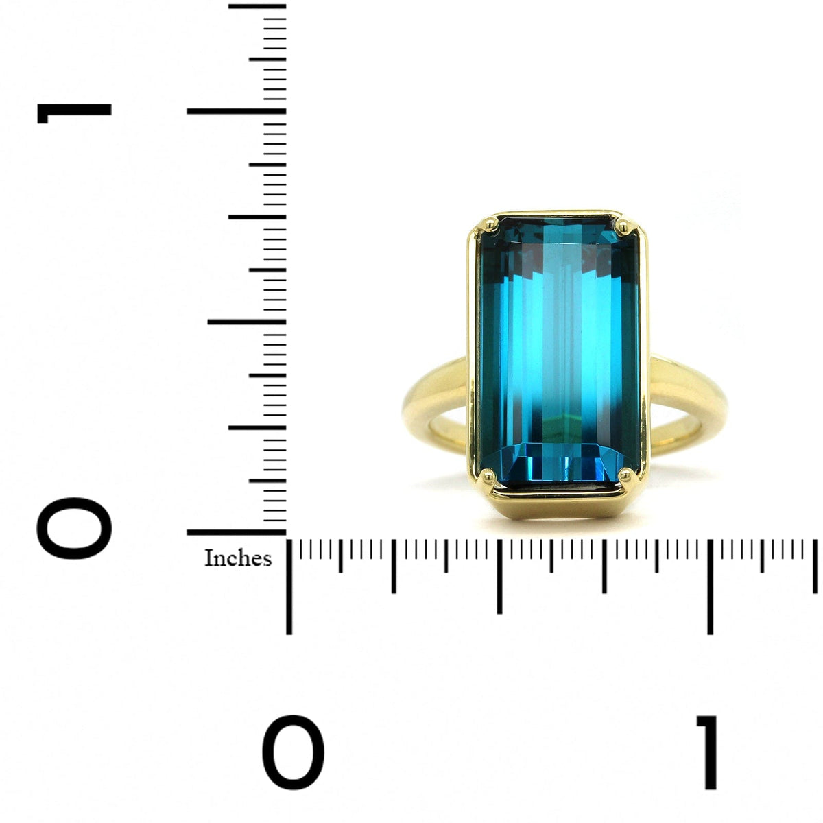 18K Yellow Gold Indicolite Electric Blue Tourmaline Ring
