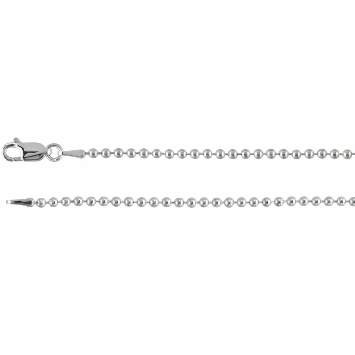 14K White Gold Beaded Chain