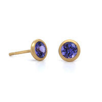 18K Yellow Gold Tanzanite Stud Earrings