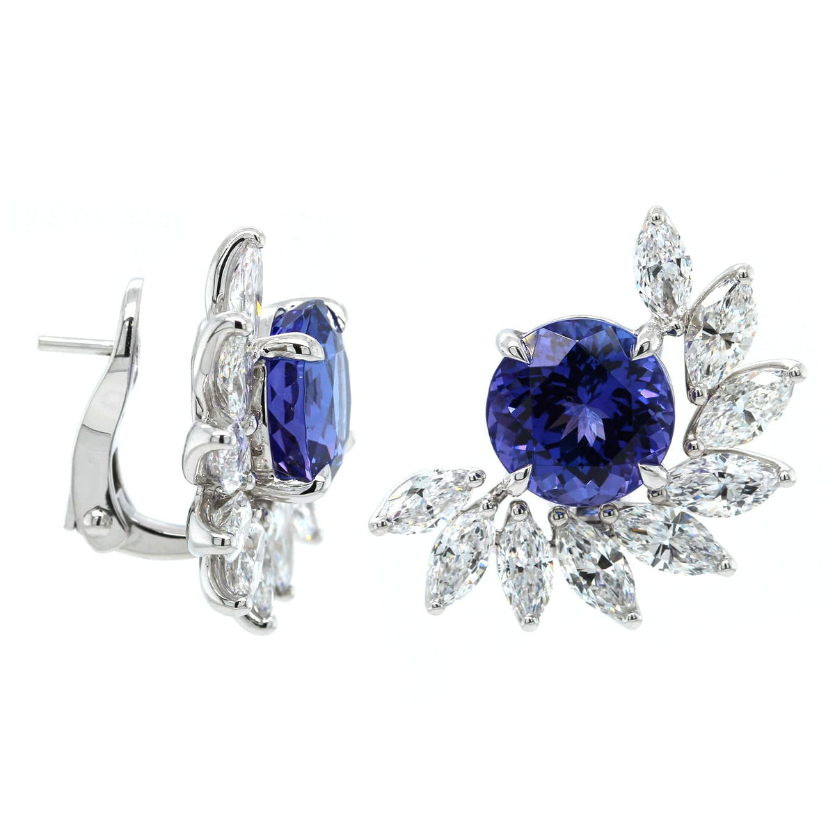 18K White Gold Tanzanite Diamond Stud Earrings