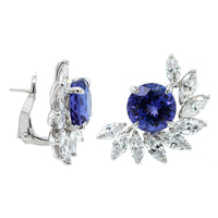 18K White Gold Tanzanite Diamond Stud Earrings