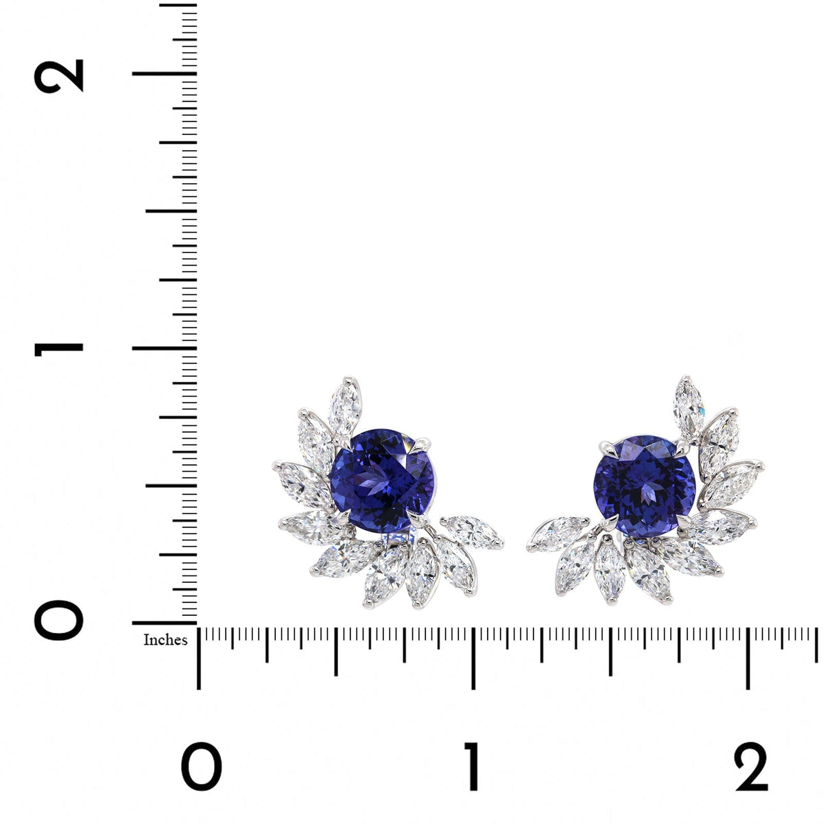 18K White Gold Tanzanite Diamond Stud Earrings