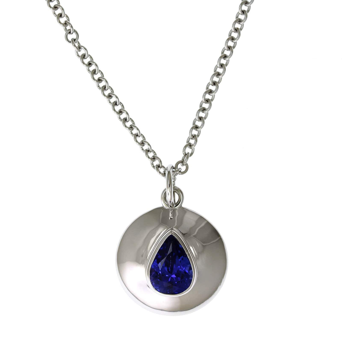 18K White Gold Tanzanite Disc Pendant, 18k white gold, Long's Jewelers