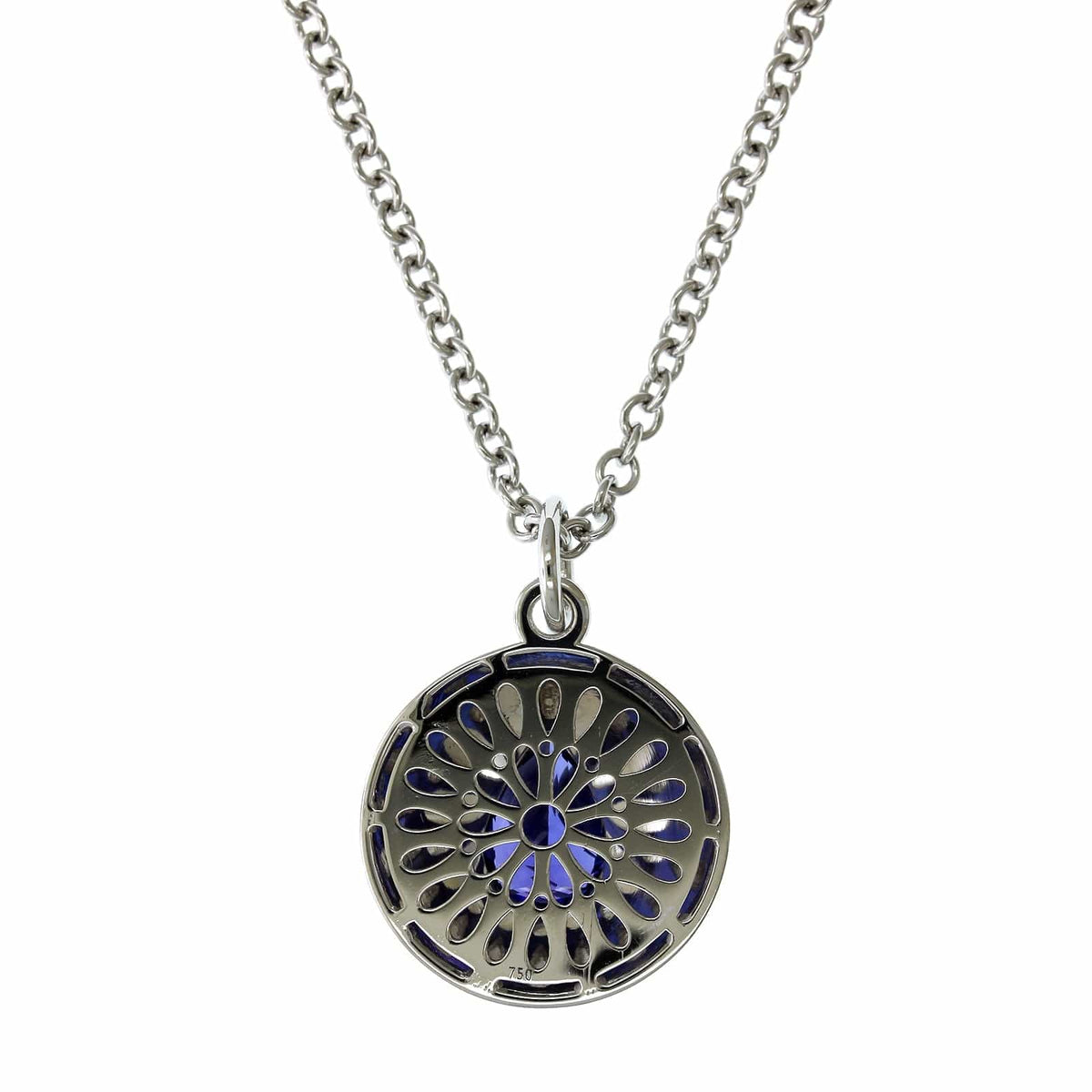 18K White Gold Tanzanite Disc Pendant