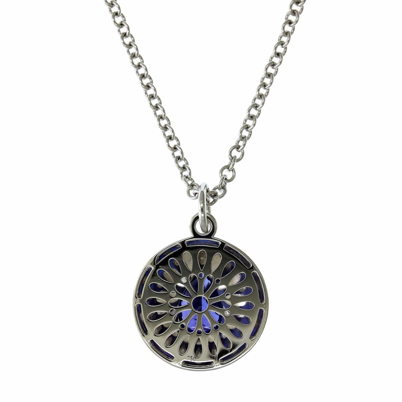 18K White Gold Tanzanite Disc Pendant