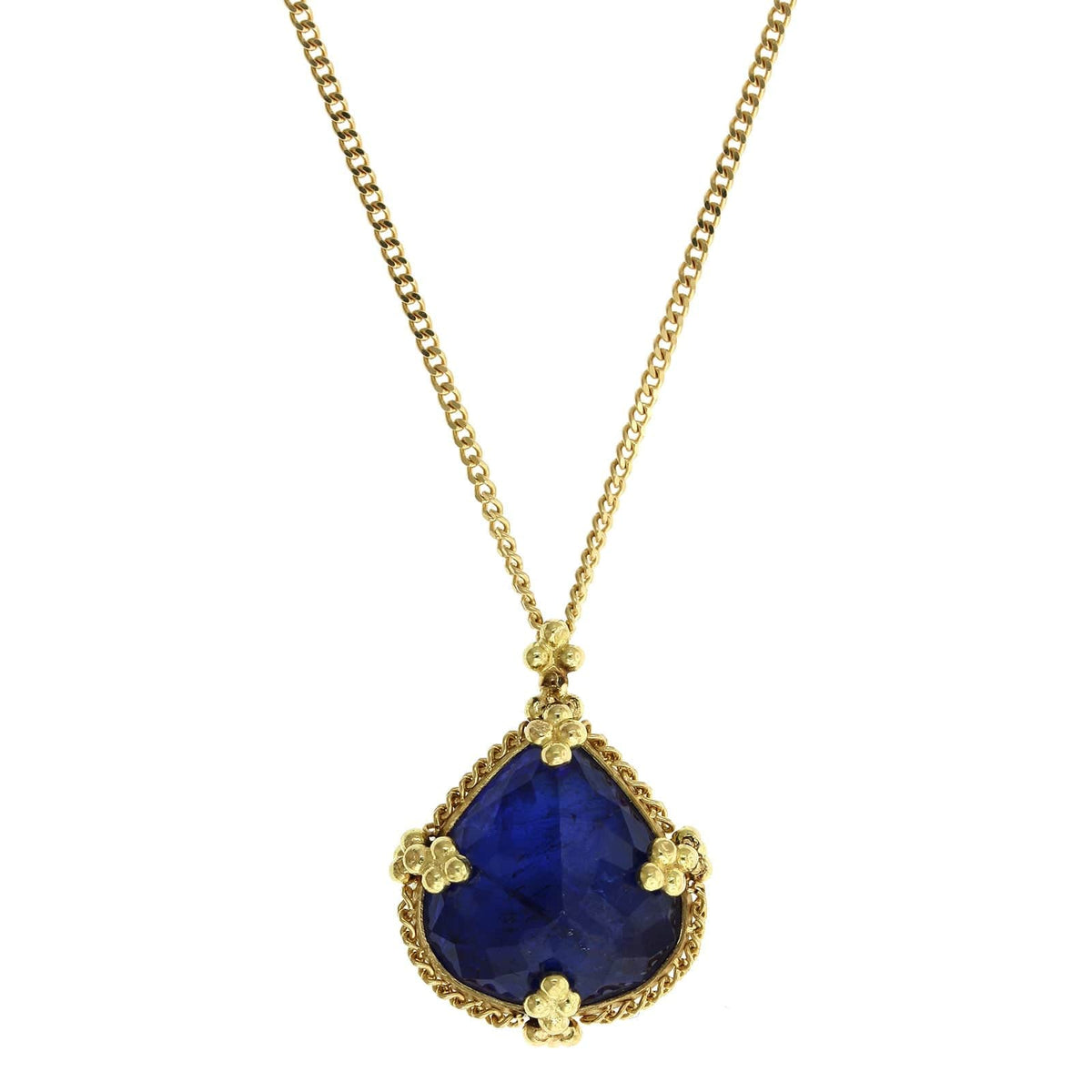 18K Yellow Gold Pear Shape Tanzanite Pendant, Long's Jewelers