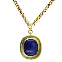 18K Yellow Gold Bezel Set Cabochon Tanzanite Pendant