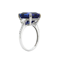 18K White Gold Emerald Cut Tanzanite Diamond Ring