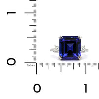 18K White Gold Emerald Cut Tanzanite Diamond Ring