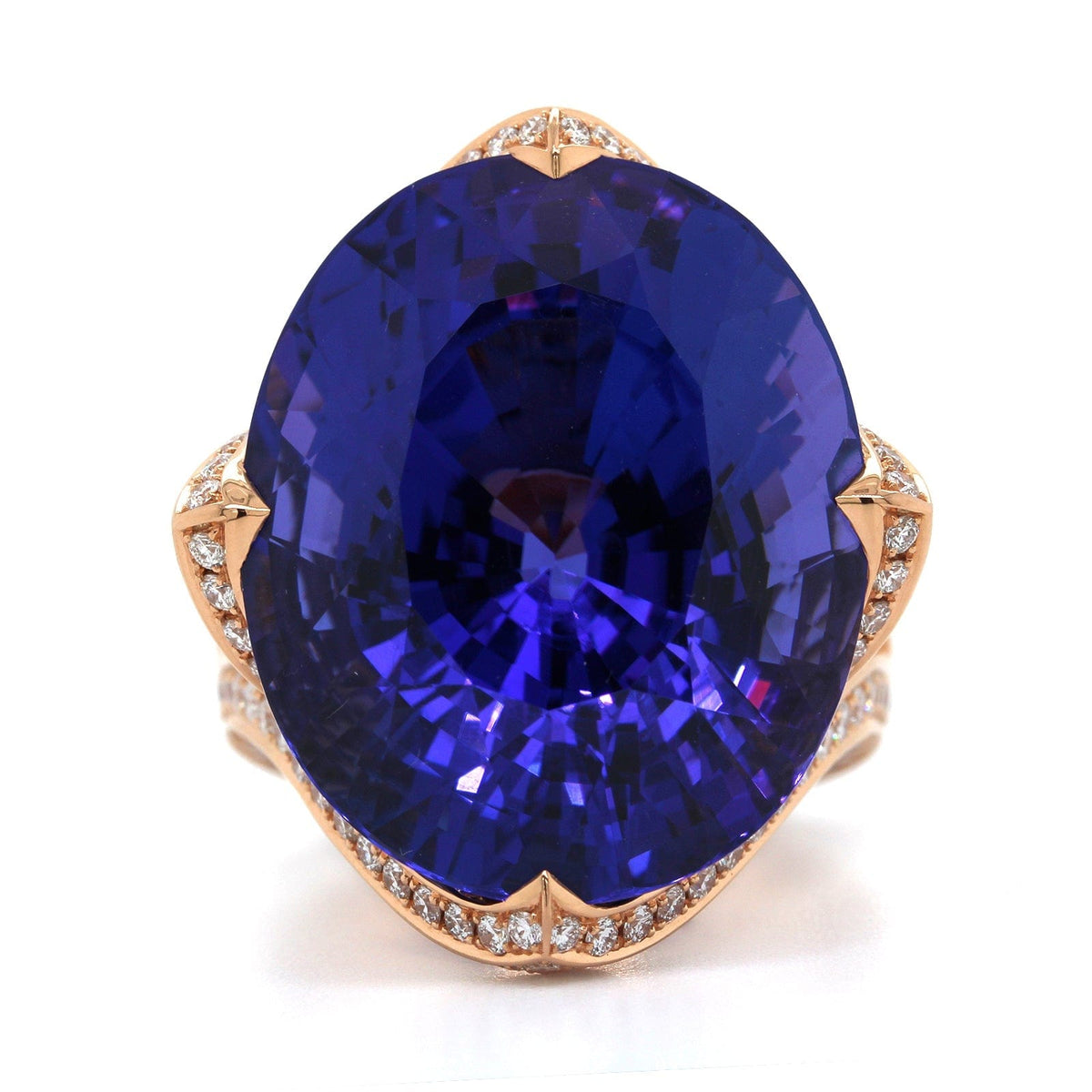 18K Rose Gold Oval Tanzanite Diamond Ring, 18k rose gold, Long's Jewelers