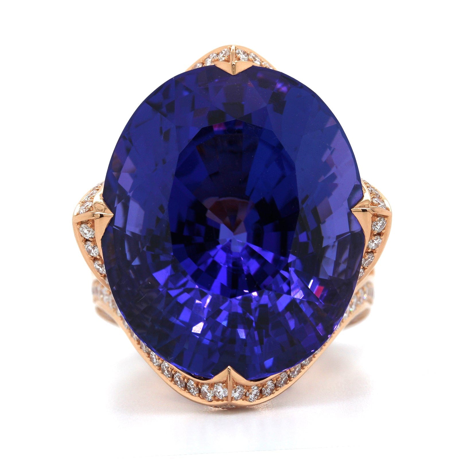 18K Rose Gold Oval Tanzanite Diamond Ring, 18k rose gold, Long's Jewelers
