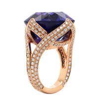 18K Rose Gold Oval Tanzanite Diamond Ring, 18k rose gold, Long's Jewelers