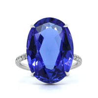 18K White Gold Oval Tanzanite Diamond Ring