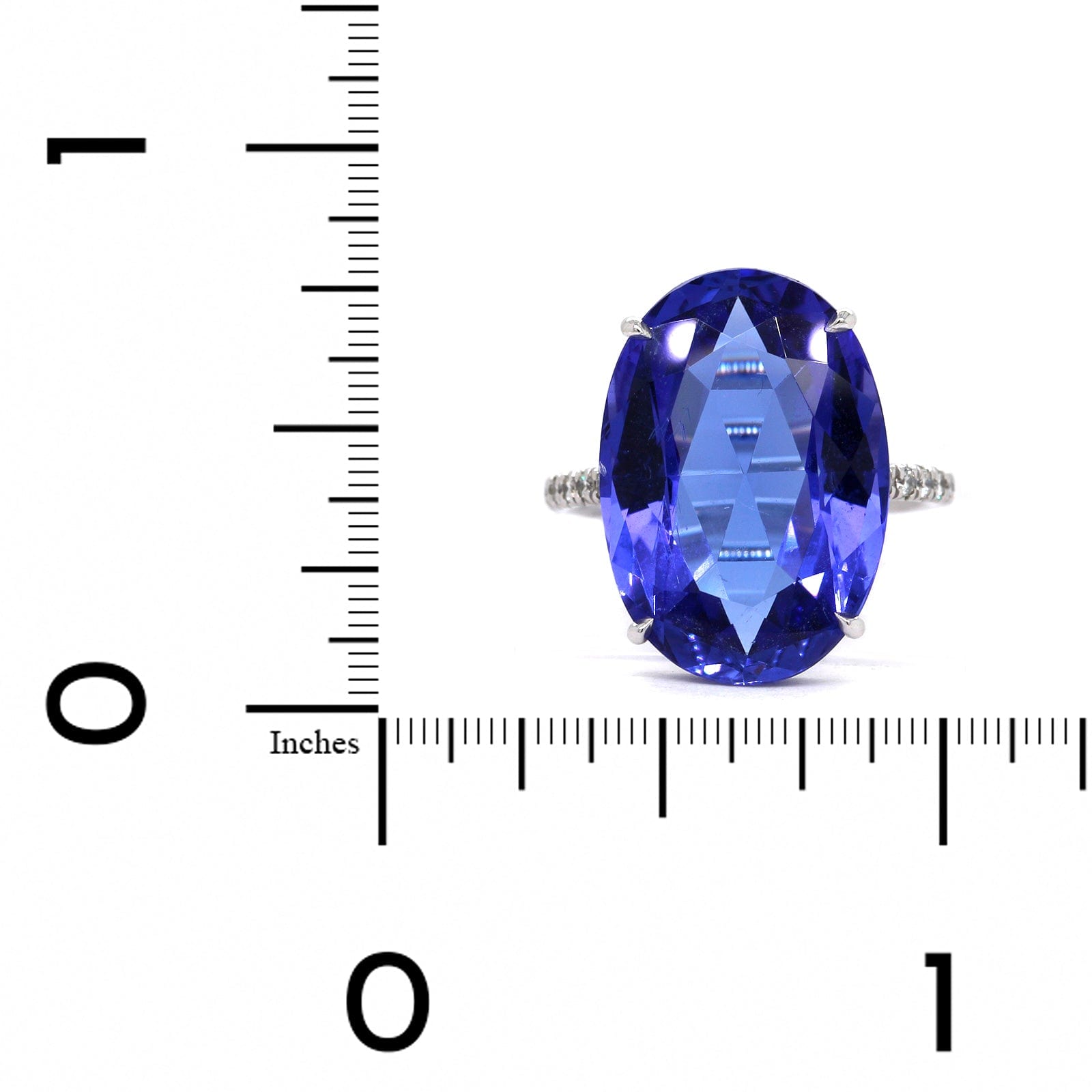 18K White Gold Oval Tanzanite Diamond Ring