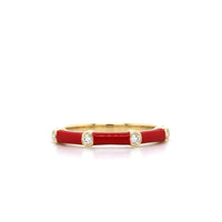 The Ava 14K Yellow Gold Apple Enamel and Diamond Ring, 14K Yellow Gold, Long's Jewelers