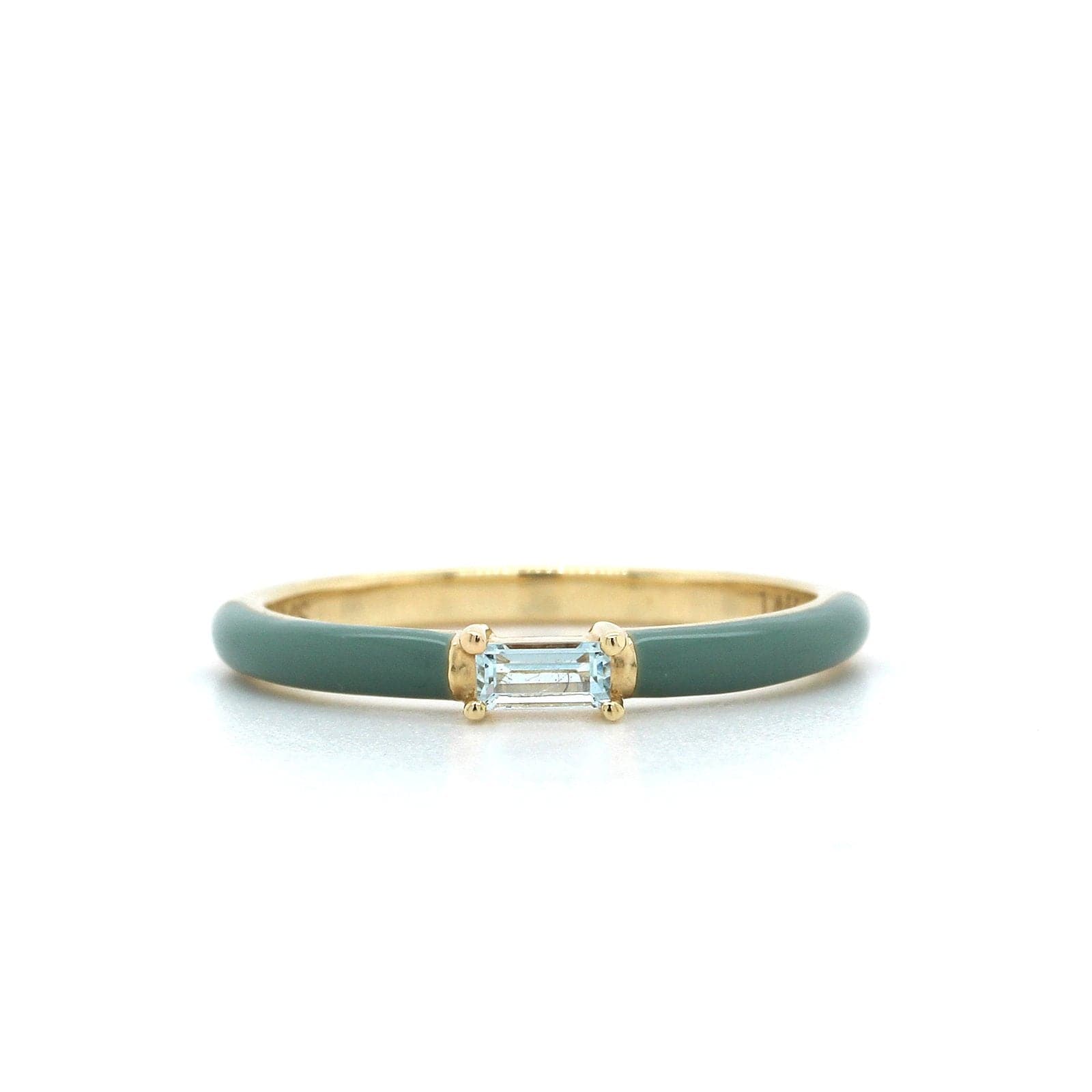 The Eloise 14K Yellow Gold Aquamarine with Pebble Enamel Ring, 14K Yellow Gold, Long's Jewelers