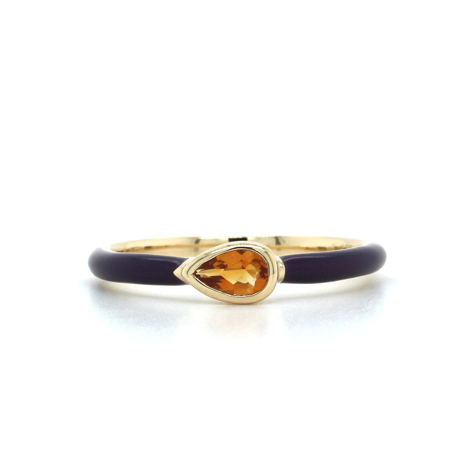 The Frankie 14K Yellow Gold Citrine with Plum Enamel Ring, 14K Yellow Gold, Long's Jewelers