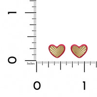 Personalized Joey Enamel Fluted Heart Shaped Stud Earrings