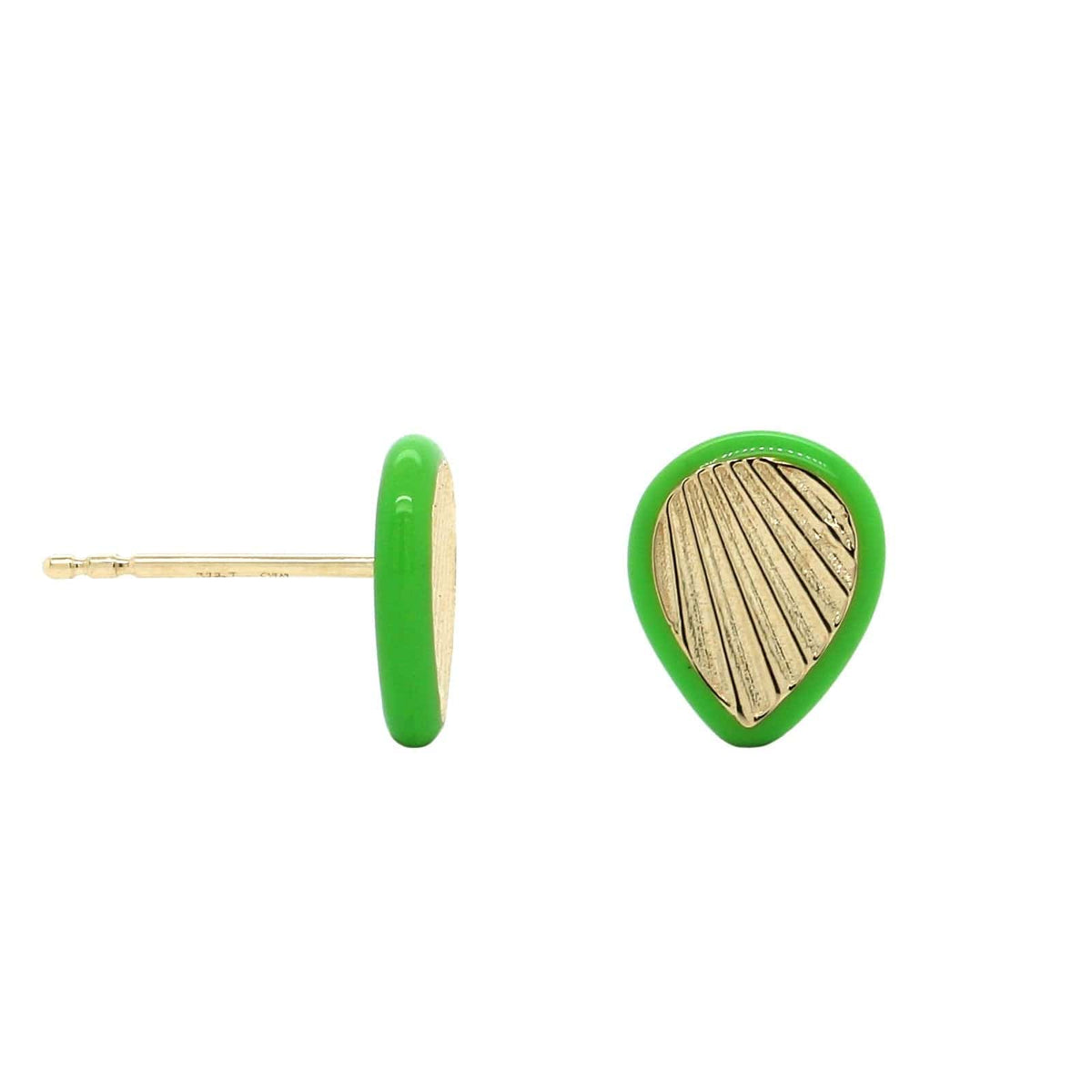 The Kyle 14K Yellow Gold Neon Lime Enamel Fluted Pear Shape Stud Earrings, 14K Yellow Gold, Long's Jewelers