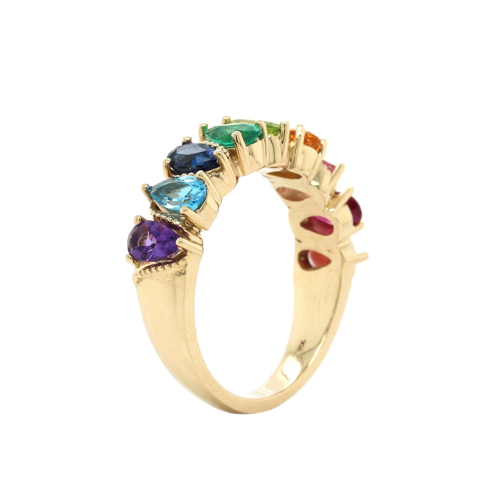 Personalized Lola Pear Shape Rainbow Ring