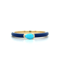 The Quinn 14K Yellow Gold Turquoise with Navy Enamel Ring, 14K Yellow Gold, Long's Jewelers
