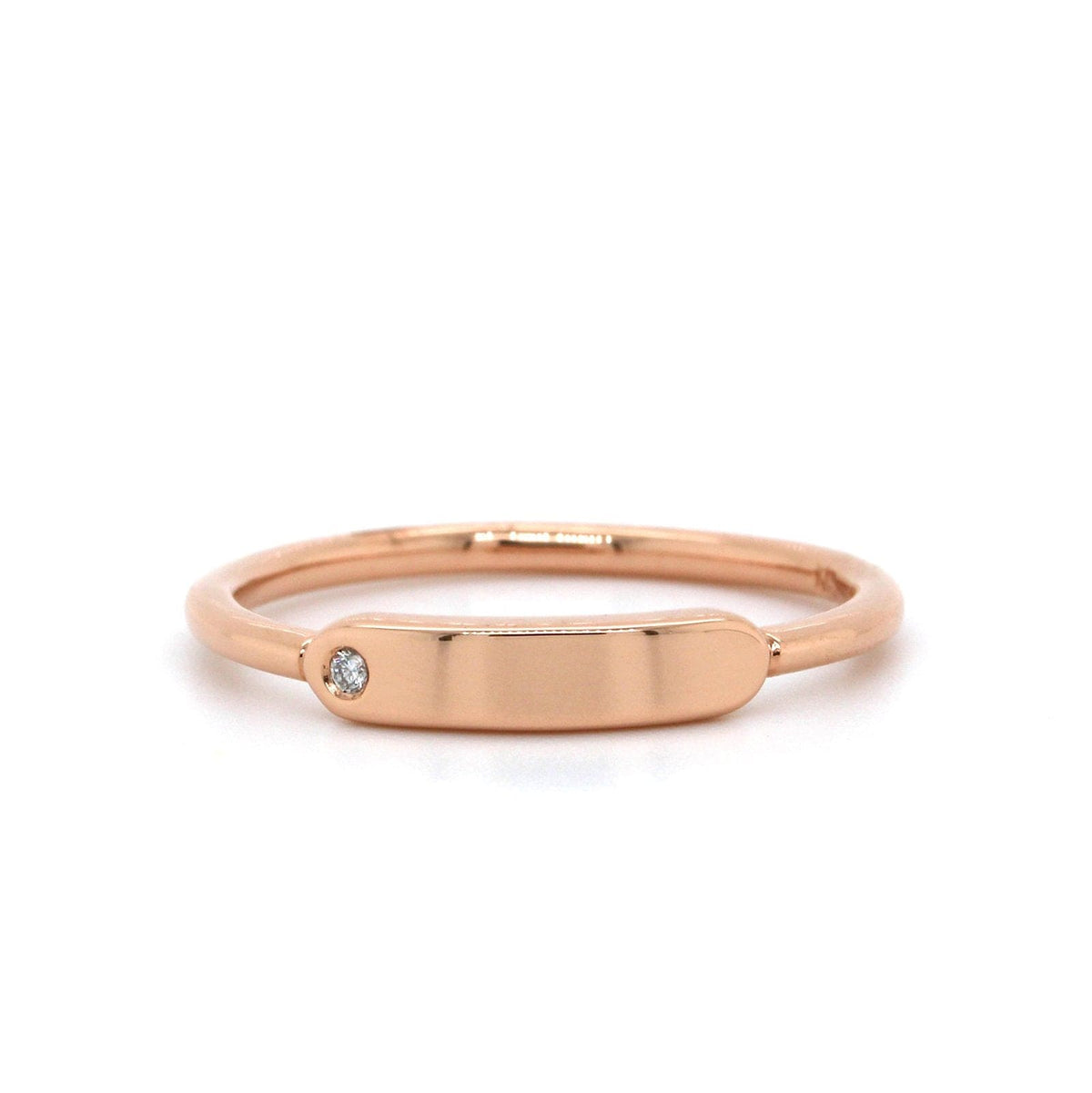The Twiggy 14K Rose Gold Engravable Diamond Bar Ring, 14K Rose Gold, Long's Jewelers