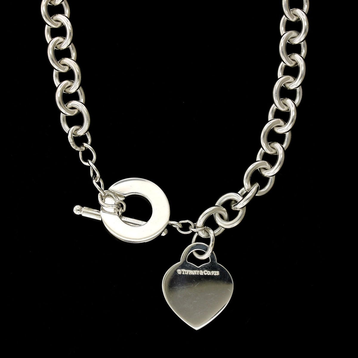 Tiffany Co. Sterling Silver Estate Return to Tiffany Heart Tag Toggle Necklacesterling silver back
