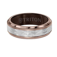 Tungsten Brown and Gray Hammered Band, Tungsten, Long's Jewelers