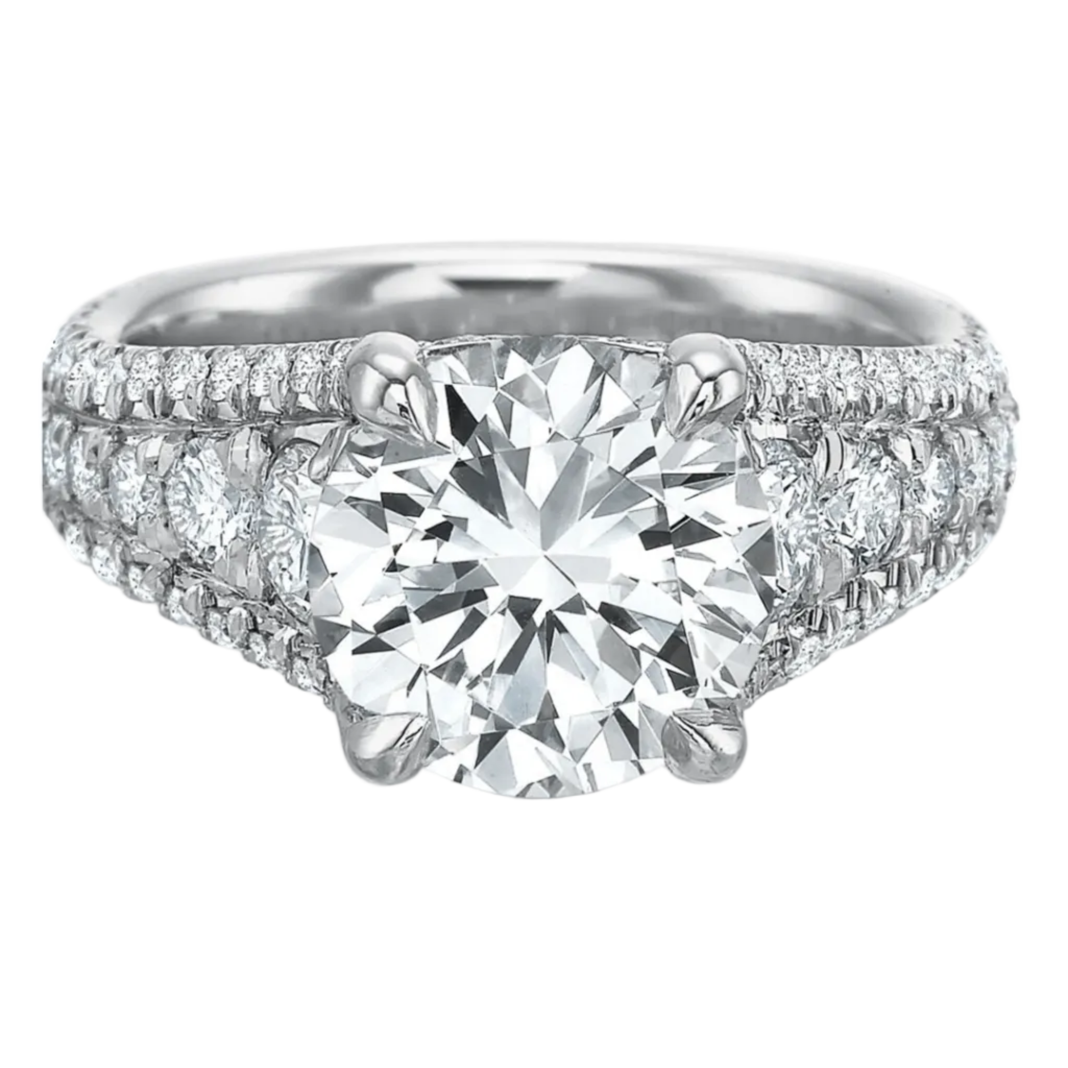 Platinum Extraordinary Graduated Bead Shank Engagement Ring Setting ...