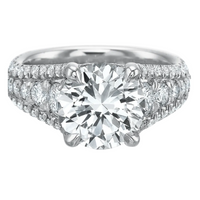 Platinum Extraordinary Graduated Bead Shank Engagement Ring Setting