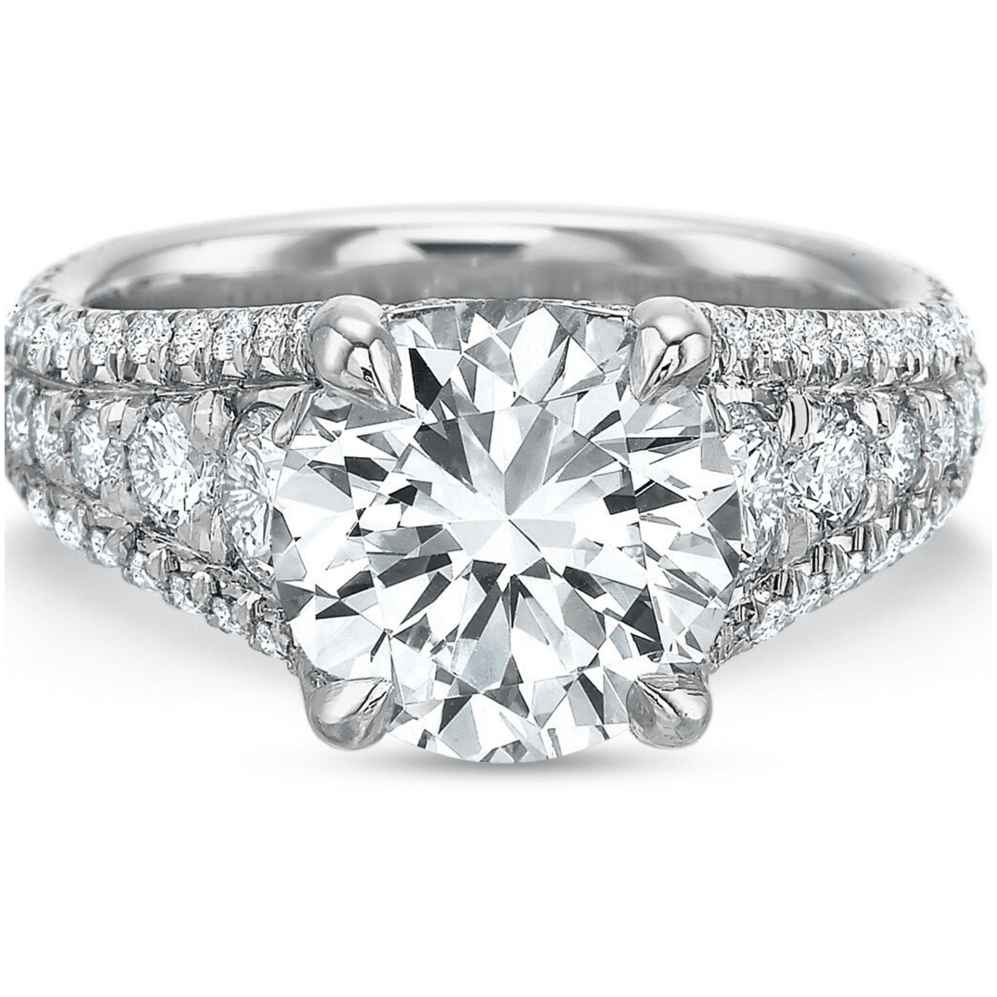 Platinum Extraordinary Graduated Bead Shank Engagement Ring Setting