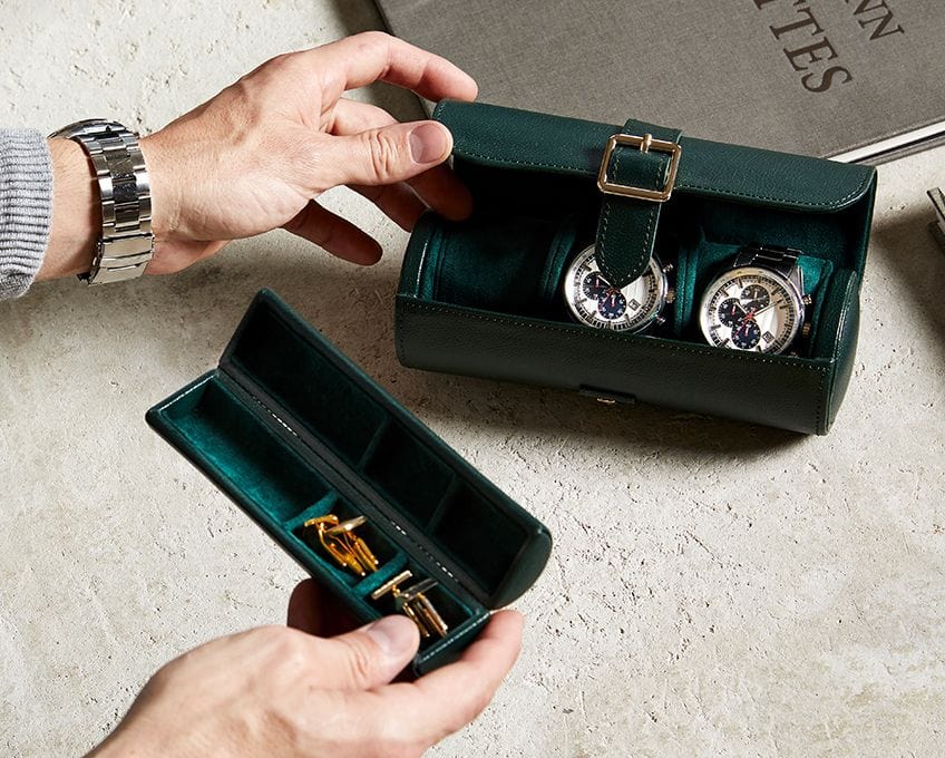 British Racing Green Triple Watch Roll