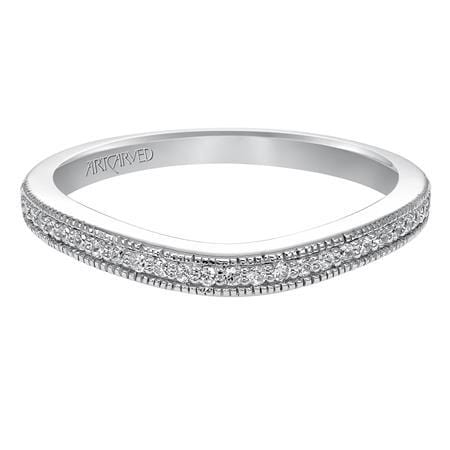18K White Gold Curved Diamond Band