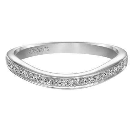 18K White Gold Curved Diamond Band