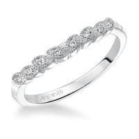 18K White Gold Bead Set Curve Diamond Band