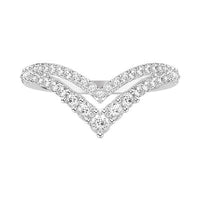 18K White Gold Double Row V Shape Diamond Band, Long's Jewelers