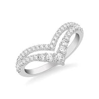 18K White Gold Double Row V Shape Diamond Band, Long's Jewelers