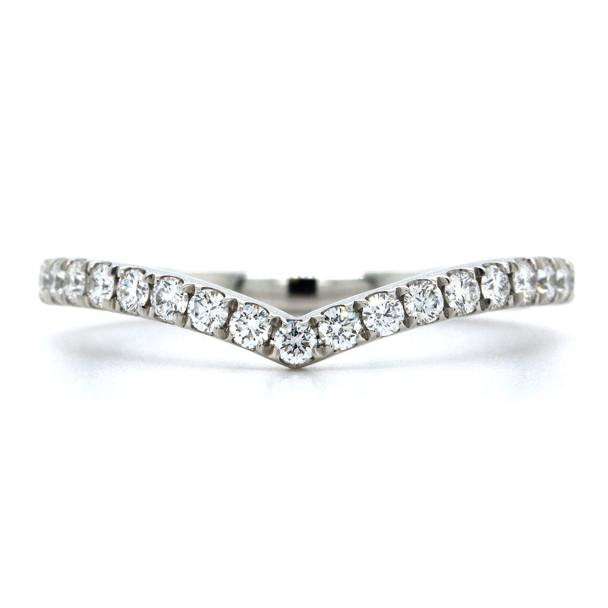 Platinum Shared Prong V Shape Diamond Band, Platinum, Long's Jewelers
