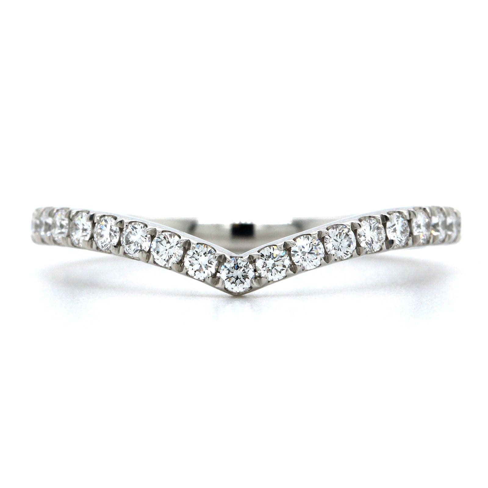Platinum Shared Prong V Shape Diamond Band, Platinum, Long's Jewelers