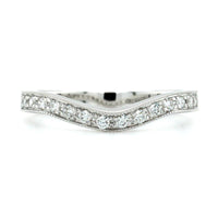 18K White Gold Large Curve Milgrain Diamond Band