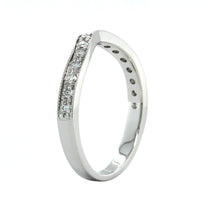 18K White Gold Large Curve Milgrain Diamond Band