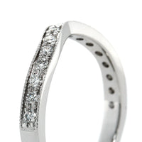 18K White Gold Large Curve Milgrain Diamond Band