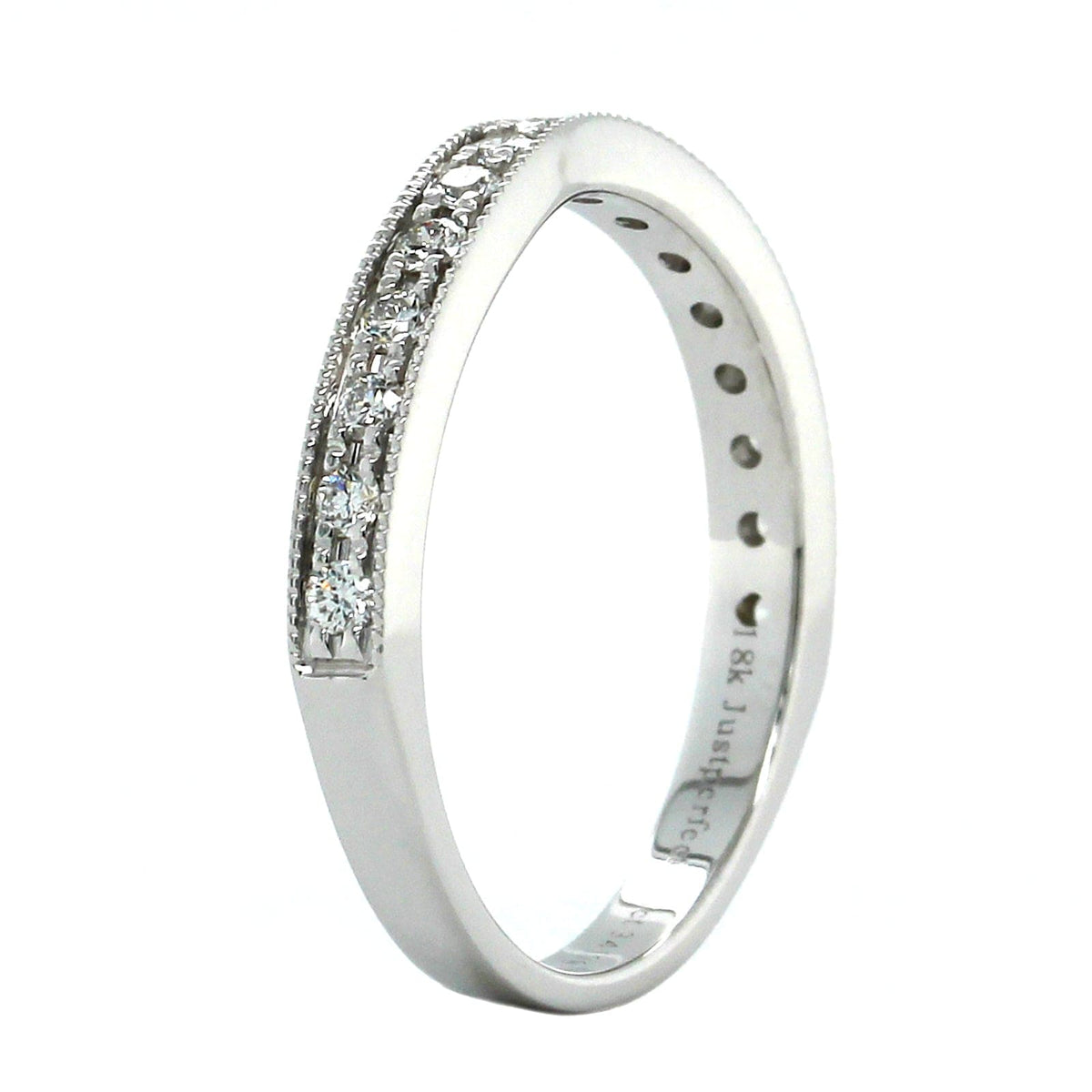 18K White Gold Small Curve Milgrain Diamond Band