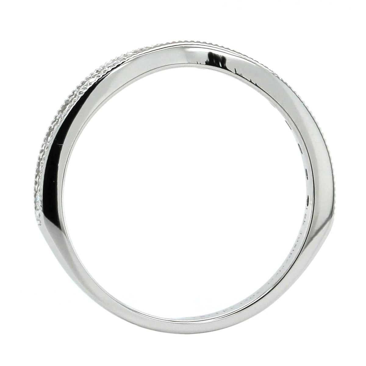 18K White Gold Small Curve Milgrain Diamond Band