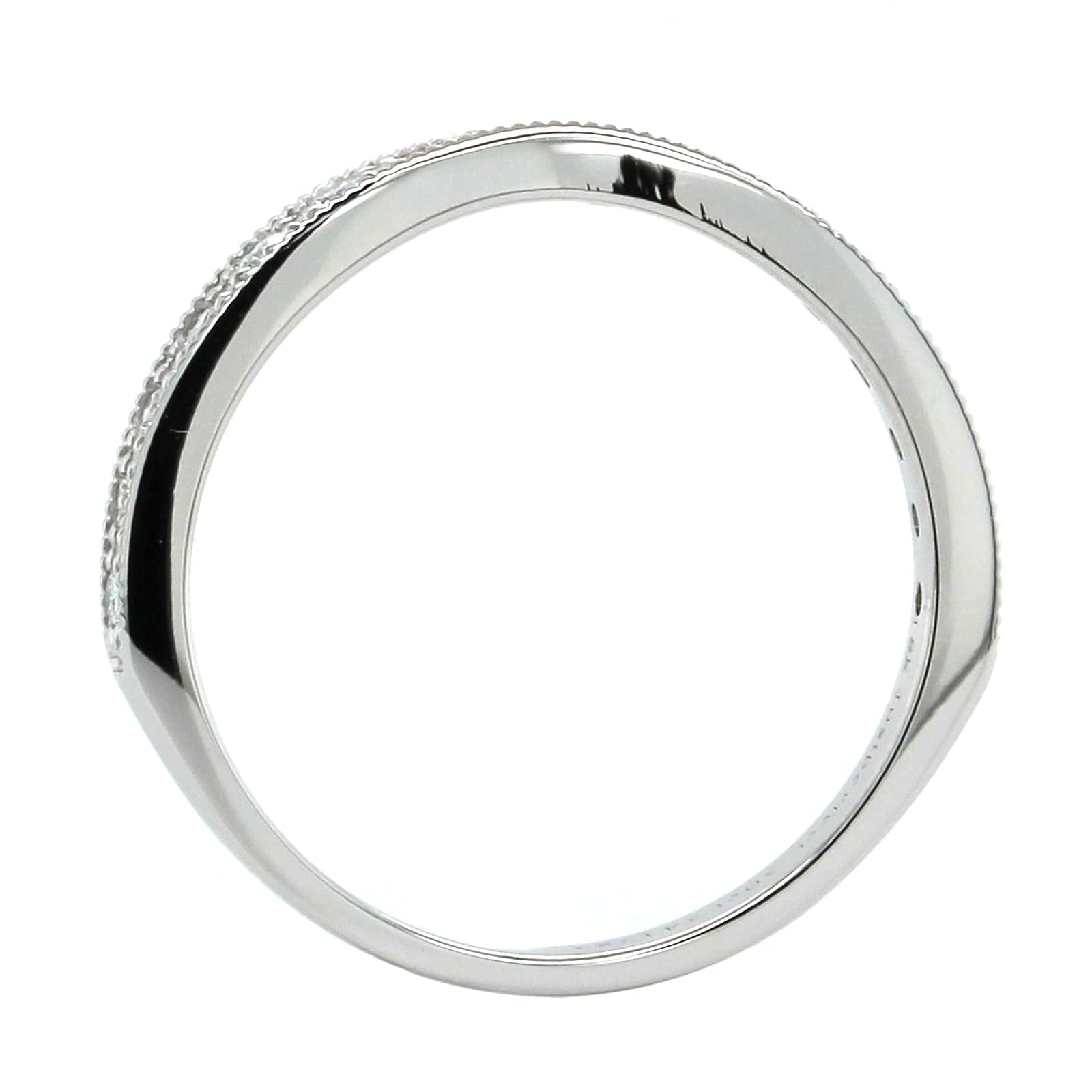 18K White Gold Small Curve Milgrain Diamond Band