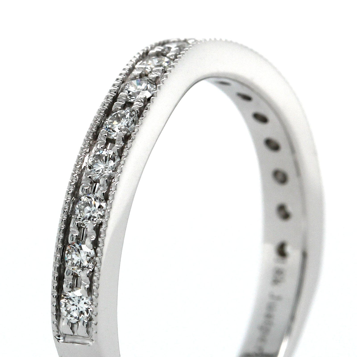 18K White Gold Small Curve Milgrain Diamond Band