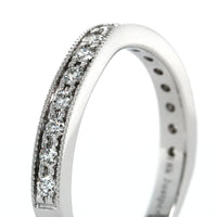 18K White Gold Small Curve Milgrain Diamond Band
