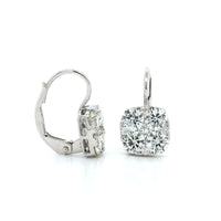 White Gold Diamond Cluster Drop Earrings, white gold, Long's Jewelers