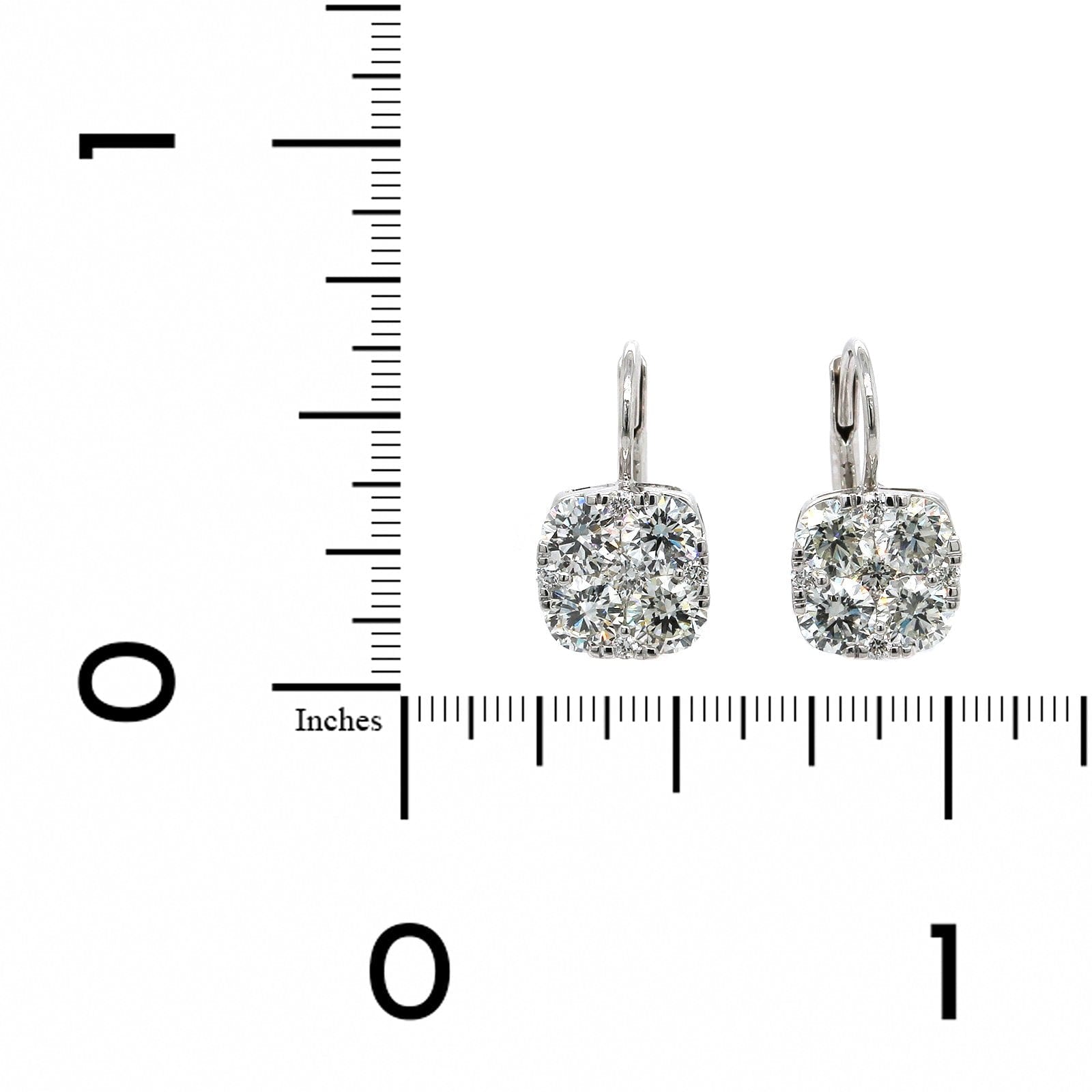 White Gold Diamond Cluster Drop Earrings, white gold, Long's Jewelers