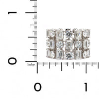 White Gold Multi Shape Diamond 3 Row Ring, white gold, Long's Jewelers